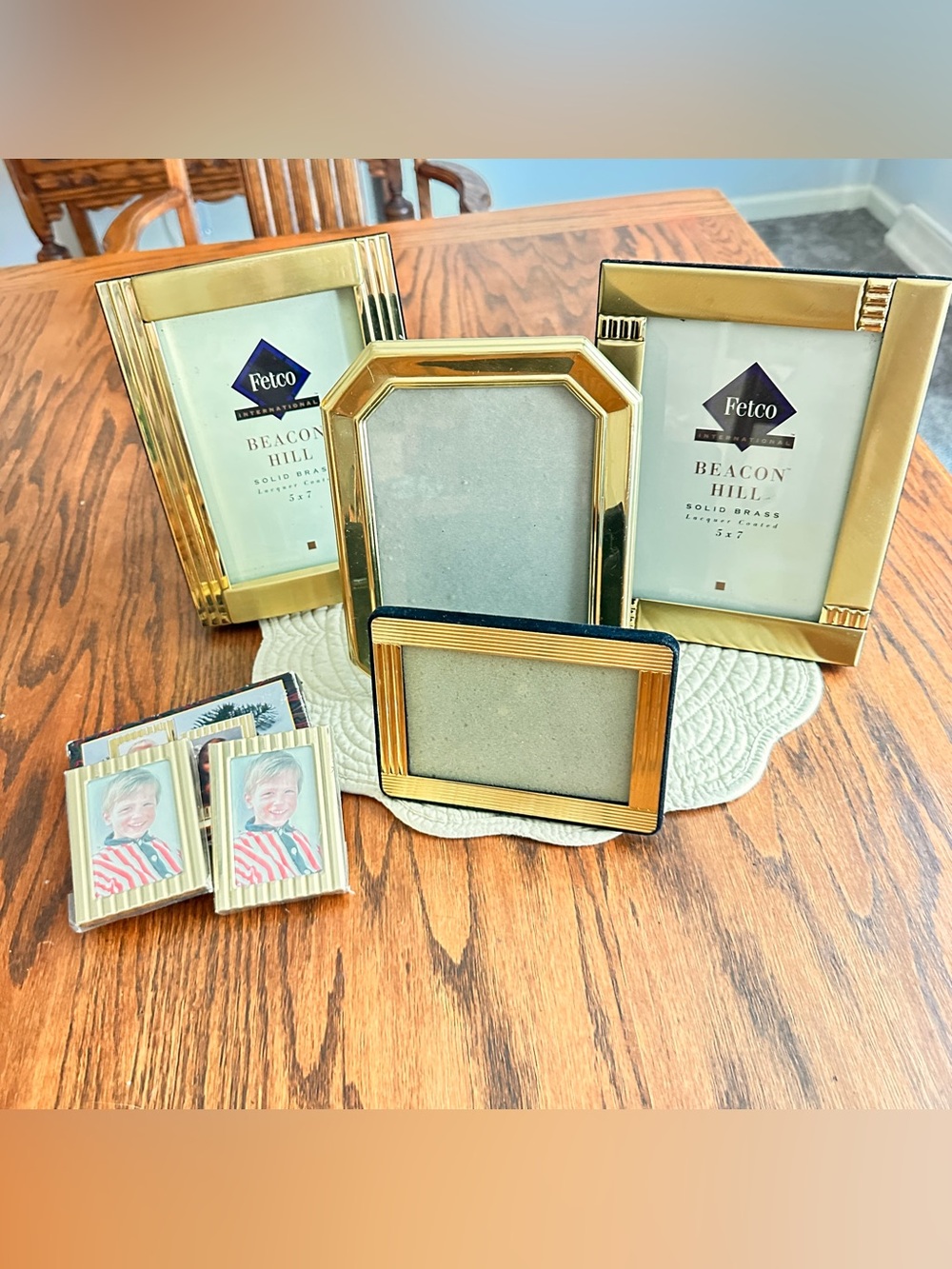 Vintage lot of 6 MCM gold tone brass picture frames 2x3, 4x6, 5x7